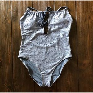 AERIE Swimsuit One-Piece Blue Crochet Large Long